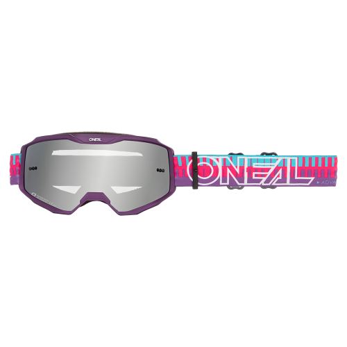 Brýle O’Neal B-10 STRIPED MX/MTB – pink/purple, stříbrné zrcátko