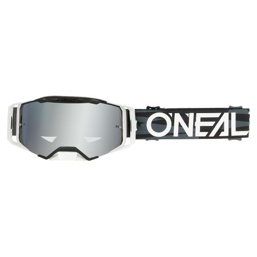 Brýle O’Neal B-33 ICTUS MX/MTB – černá/bílá, stříbrné zrcátko