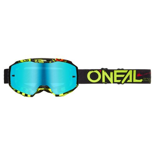 Brýle O’Neal B-10 ATTACK MX/MTB – černá/neonově žlutá, radium blue sklo