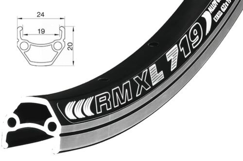 Ráfek REMERX DRAGON 719, V-brake, 584x19, 36děr, černý