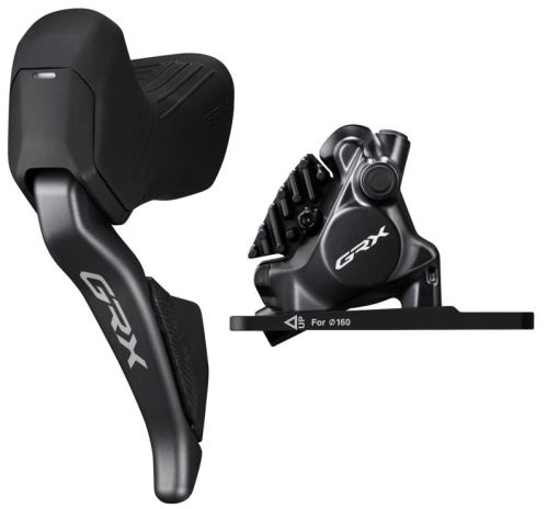 Brzdový set Shimano GRX BR-RX820 + ST-RX825 zadní, Flat Mount, polymerové destičky s chladičem, hadička SMBH90