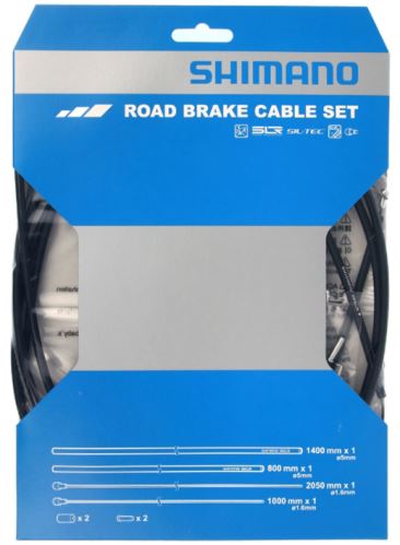 Sada brzdových lanek a bowdenů Shimano - silnice 1,6 mm x 1000 mm/2050 mm SIL-TEC 800/1400 mm - různé barvy