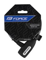 Zámek na kolo Force LUX spirálový s držákem 180cm/12mm, černý (1)